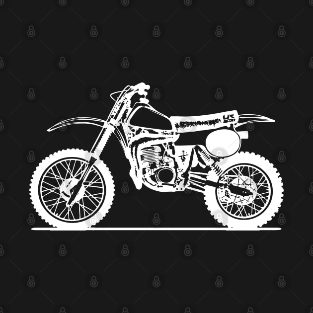 CR250R Elsinore Motorcycle White Sketch Art by DemangDesign