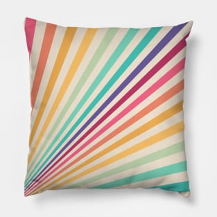 Retro Rainbow Sunburst Pillow