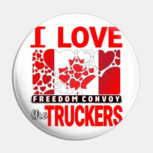 CONVOY TRUCK FOR FREEDOM -LIBERTE - I LOVE THE TRUCKERS RED LETTERS Pin