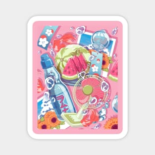 The kawaii set of the Japanese summer drinks and things Magnet