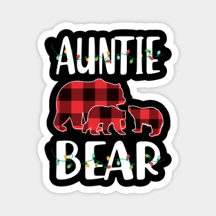 Aunt Bear Red Plaid Christmas Pajama Matching Family Gift Magnet