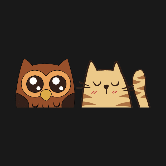 a cat and an owl by Amadej