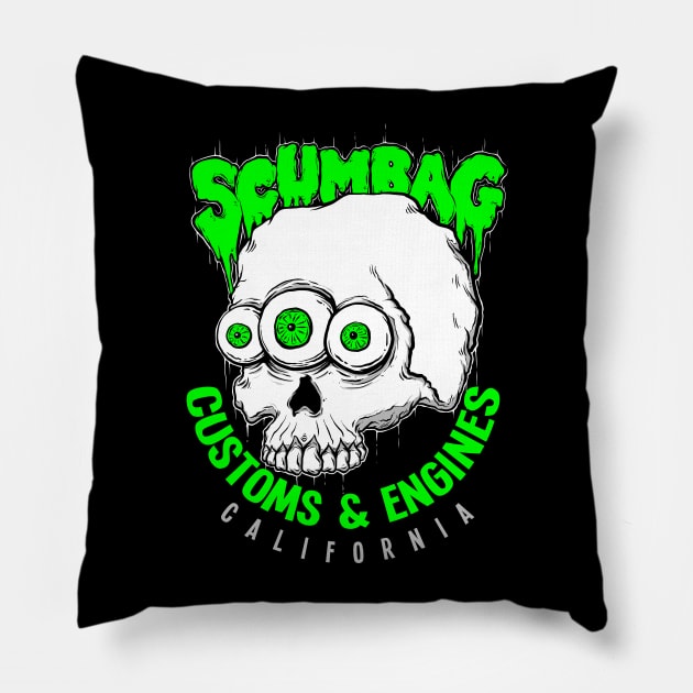 Scumbag Customs & Engines Pillow by ElScorcho