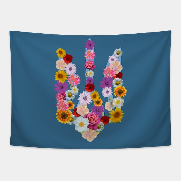 Lot of flowers on ukrainian trident Tapestry by tashashimaa