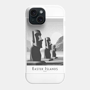 Monochrome  black and white Moai Statues of Easter Island Phone Case