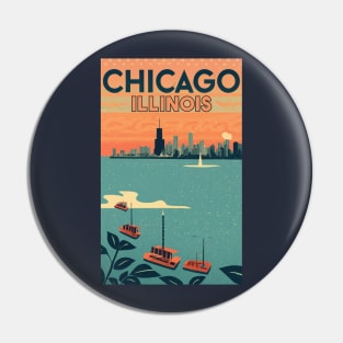 A Vintage Travel Art of Chicago - Illinois - US Pin