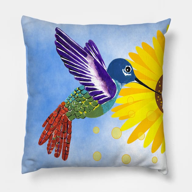 HUMMINGBIRD Sunflower Pillow by SartorisArt1