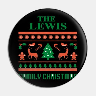 Family Christmas - Groovy Christmas LEWIS family, Family Christmas T-shirt, Pjama T-shirt Pin