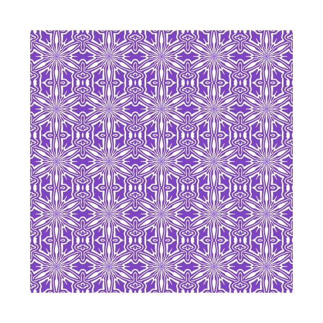 Vintage Look Purple and Cream Geometric Stars and Squiggles Pattern by SeaChangeDesign
