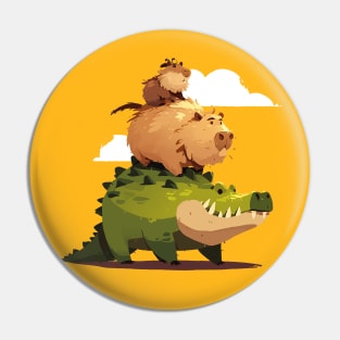 capybara ride crocodile Pin