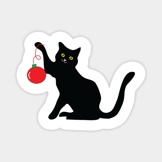 Black Cat with Ornament Magnet by ladyshiro42