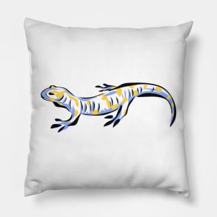 Spotted Salamander Blue Yellow Lizard Pillow