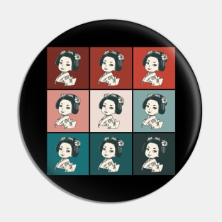 Vintage Japanese Retro Colorful Geisha Pop Art 433 Pin