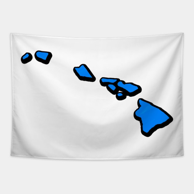 Bright Blue Hawaii Outline Tapestry by Mookle