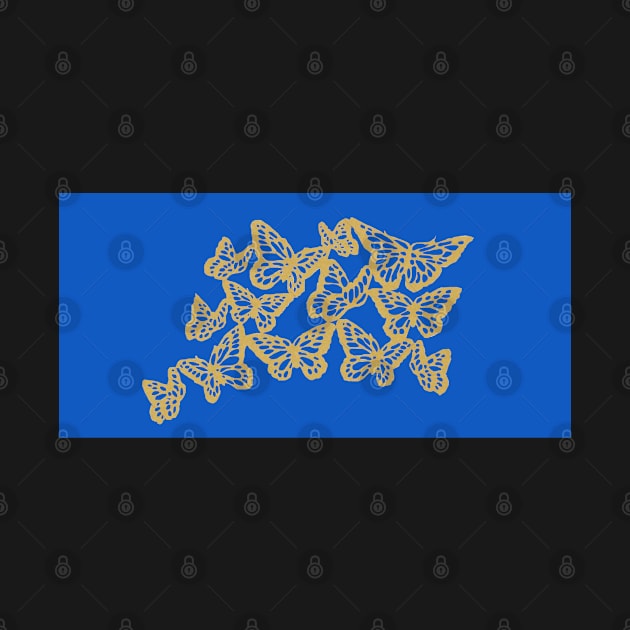 Gold Butterflies 8 - Cerulean blue by AmazingCorn