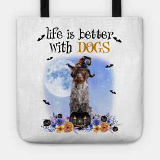 German Wirehaired Pointer Witch Hat Life Is Better With Dogs Tote