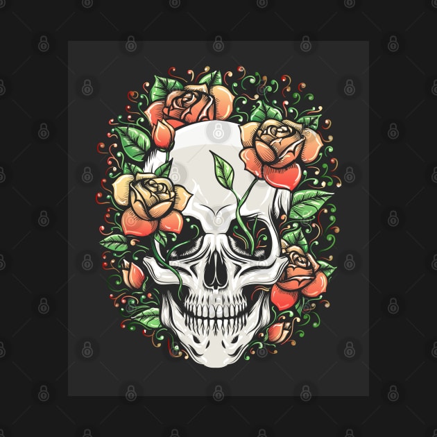 Skull and Rose Branch by devaleta