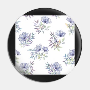 Purple roses romantic watercolor bouquets. Translucent spring flowers composition Pin