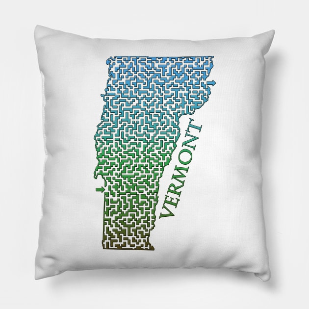 State of Vermont Colorful Maze Pillow by gorff