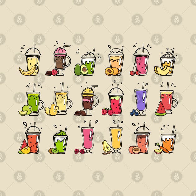 Smoothie Hand Drawn Fruits by Mako Design 