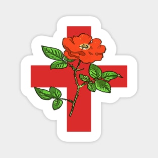 Patriotic St George Ensign and Tudor Rose England Fan Magnet