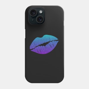 Purple Blue Ombre Faux Glitter Lips Phone Case