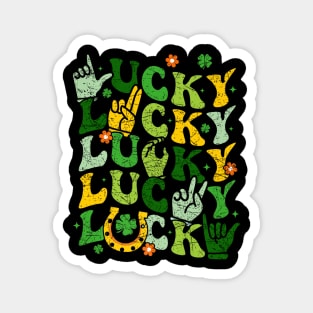 Lucky ASL, Lucky Sign Language Deaf St Patricks Day Irish Shamrock ASL Magnet