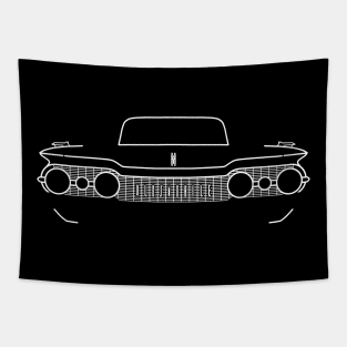 Oldsmobile 88 classic car white outline graphic Tapestry