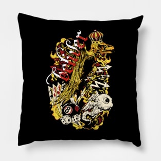 bird skull with crown Pillow