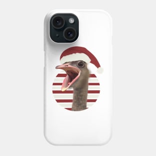 Cheerful Festive Ostrich With Santa Hat Phone Case