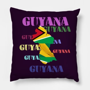 Guyana map multi color text Design! Pillow