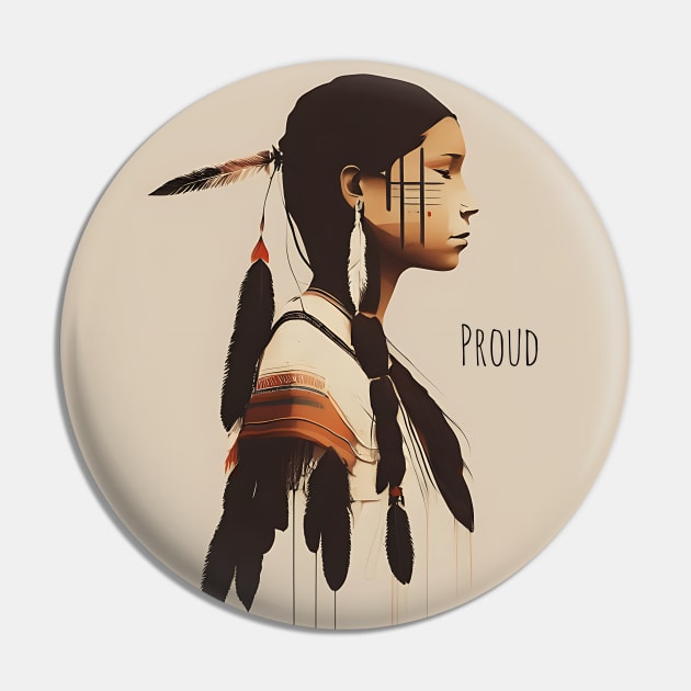 [AI Art] Proud Native American Woman With Headdress Pin by Sissely