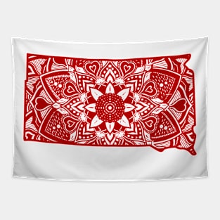 Red South Dakota State Gift Mandala Yoga SD Art Tapestry