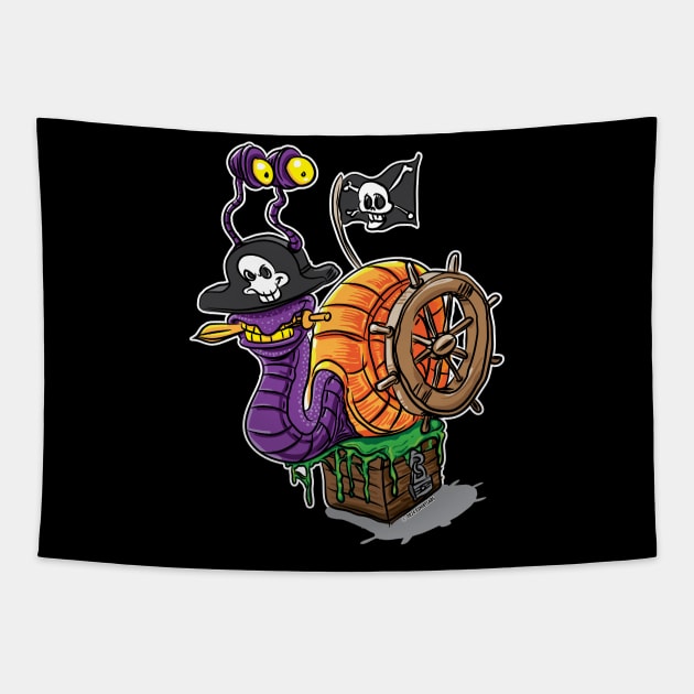 Snail Pirate Tapestry by eShirtLabs