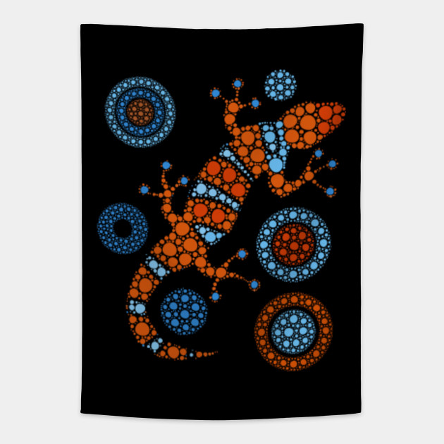 Aboriginal Dot Art Lizard Color Lizard Tapestry Teepublic
