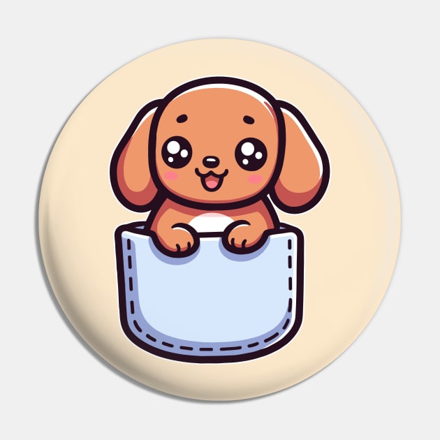 Dachshund Puppy in Pocket Kawaii Peeking Dog Pin by Cuteness Klub