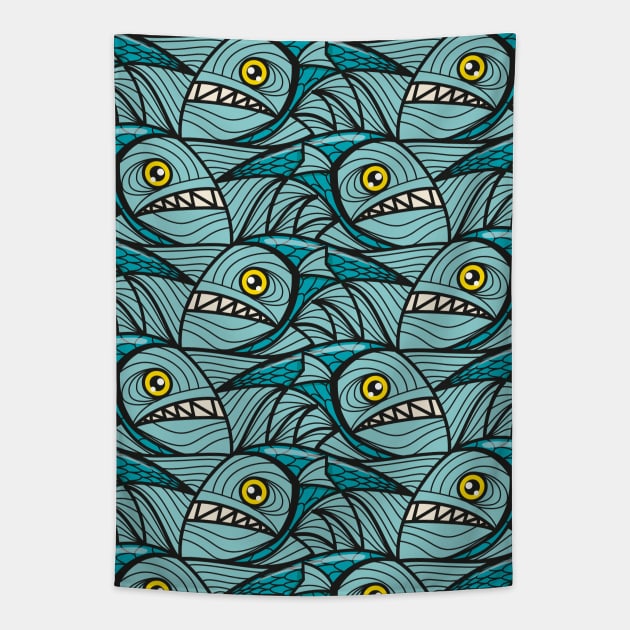 Escher fish pattern II Tapestry by Maxsomma