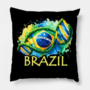 Brazilian DNA Heritage Flag Pillow