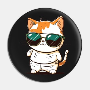 Cute ginger cat wearing sunglasses Pin