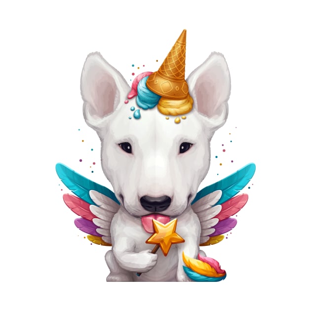 White English Bull Terrier Ice Cream Cone Unicorn by stonemask