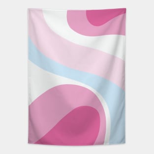 Pink, Light Blue Retro Abstract Pattern Tapestry