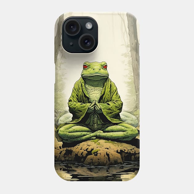 Japanese Toad: Toads and Frogs in Japanese Folklore on a Dark Background Phone Case by Puff Sumo