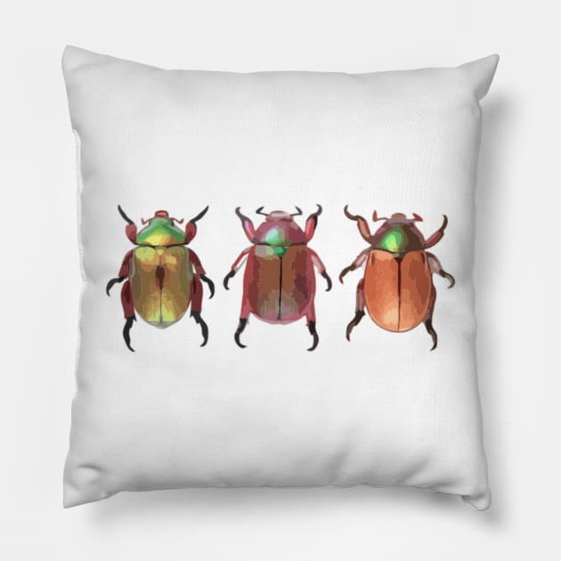 3 Christmas Beetles Digital Painting Pillow by gktb