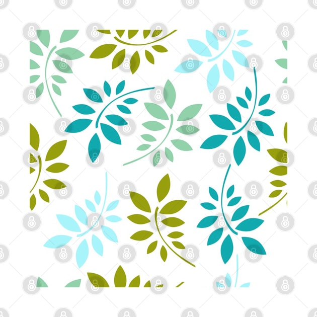 Retro Pattern Pretty Teal & Greens on White Background Happy Home Decor by tamdevo1