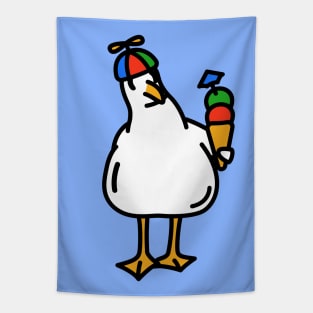 Propeller Hat Seagull With Ice Cream Tapestry