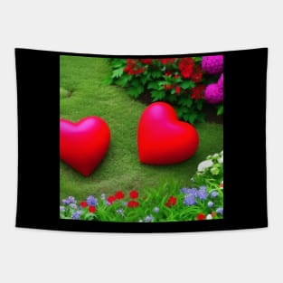 Valentine Wall Art - Together in the garden of love - Unique Valentine Fantasy Planet Landsape - Photo print, canvas, artboard print, Canvas Print and T shirt Tapestry