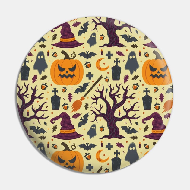 Creepy Pumpkin Halloween Pattern Pin by Simplulina