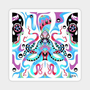 the magical kraken kaiju pattern art in ecopop wallpaper Magnet