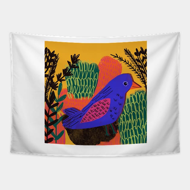 Bird, modern, graphic, bird print, bright Tapestry by Kimmygowland