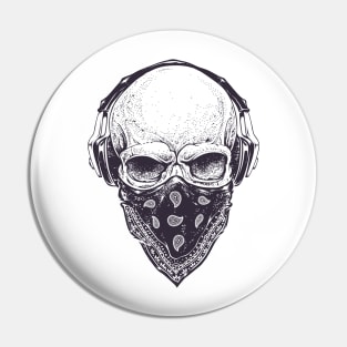 Skull in Headphones Pin